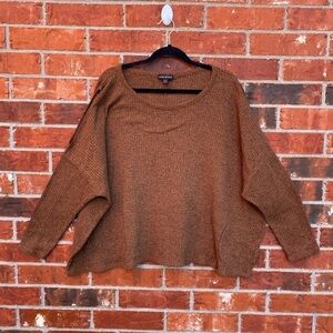 Lane Bryant 14/16 Brown Cold Shoulder Dolman Sleeve Ribbed Boxy Casual Top